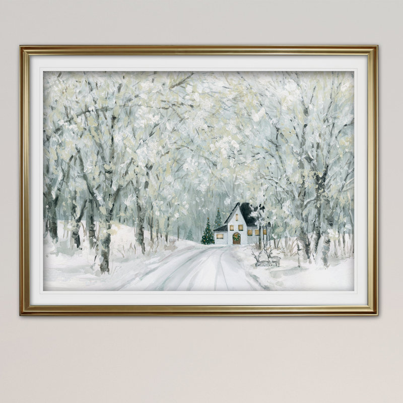 « christmas lane », reproduction de peinture à l’acrylique encadrée, Or, H 20 po x l 24 po x P 1,5 po