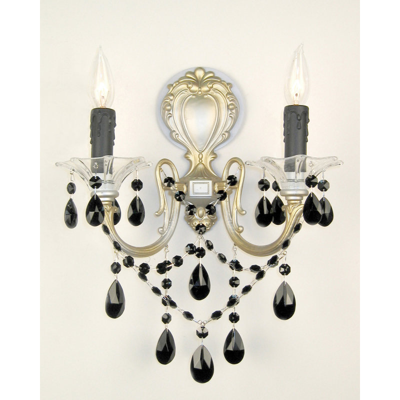 Fabry Candle Wall Light, Crystalique Black, Ebony Pearl