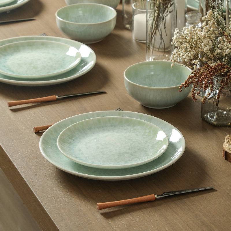 Stone Lain Riley 24-Piece Dinnerware Set Stoneware, Seafoam
