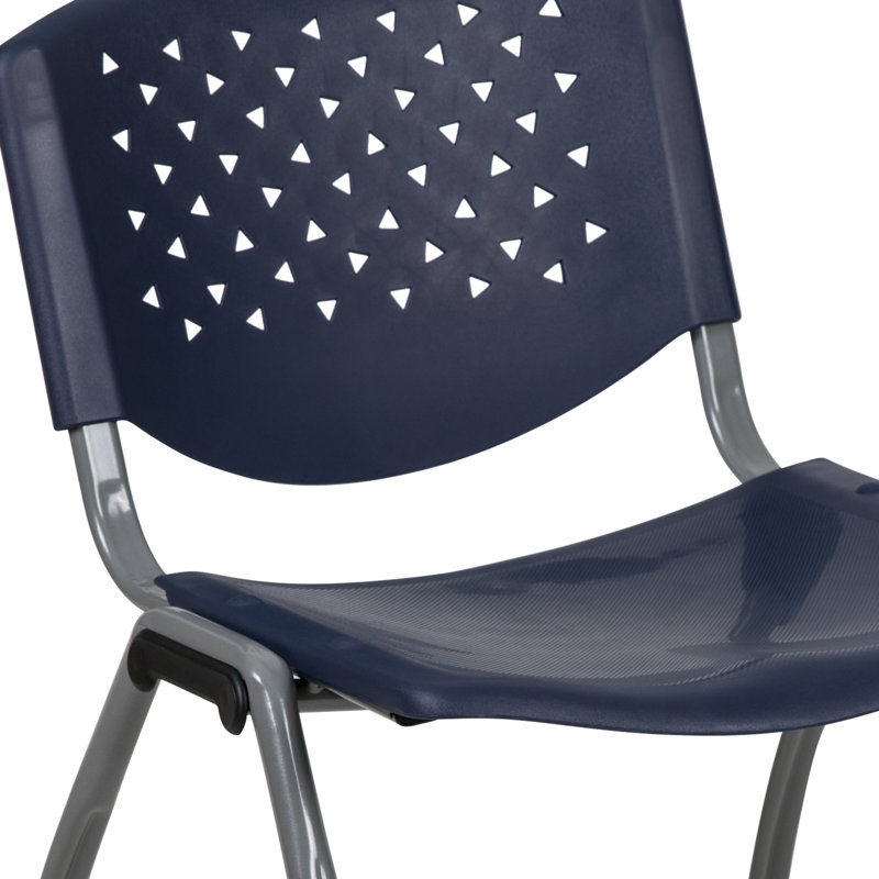 Navy and Black Metal Stacking Reception Chair