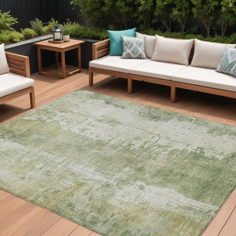 Tapis intérieur lavable abstrait 8 pi x 10 pi Sage