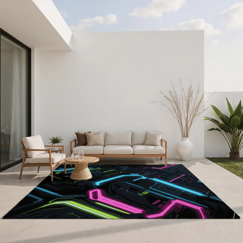 Tapis intérieur et extérieur Warp Cascade, Rectangle 1 pi 6 po x 2 pi 6 po