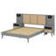 Structure de lit en bois avec 2 tables de chevet et design élégant avec lampes-362146389