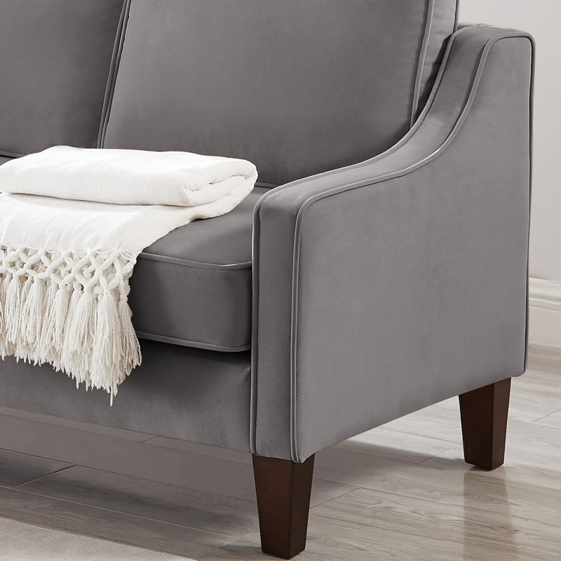 Canapé en velours avec coussins à ressorts et housses amovibles, Dark Gray Velvet