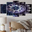  «Mandala galactique fractal mauve - Décoration murale fractales - 5 panneaux
