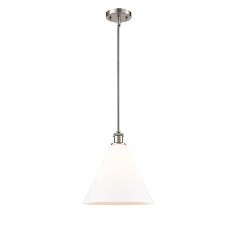 Luminaire suspendu en forme de globe à 1 lumière Hamal, Blanc mat, DEL, Nickel satiné brossé