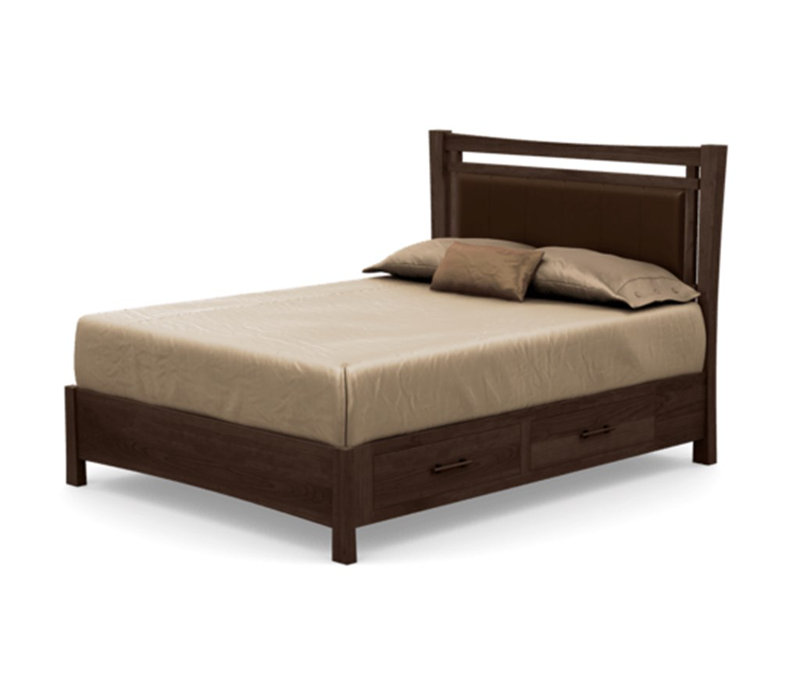 Monterey Upholstered Platform Storage Bed, Smoke Cherry, Full, Brazil