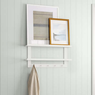 Presidio 5 - Hook Wall Mounted Coat Rack with Storage in White