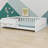 Low Profile Wood Platform Bed with Guardrail and Convenient Storage Shelves-588529664-588529665