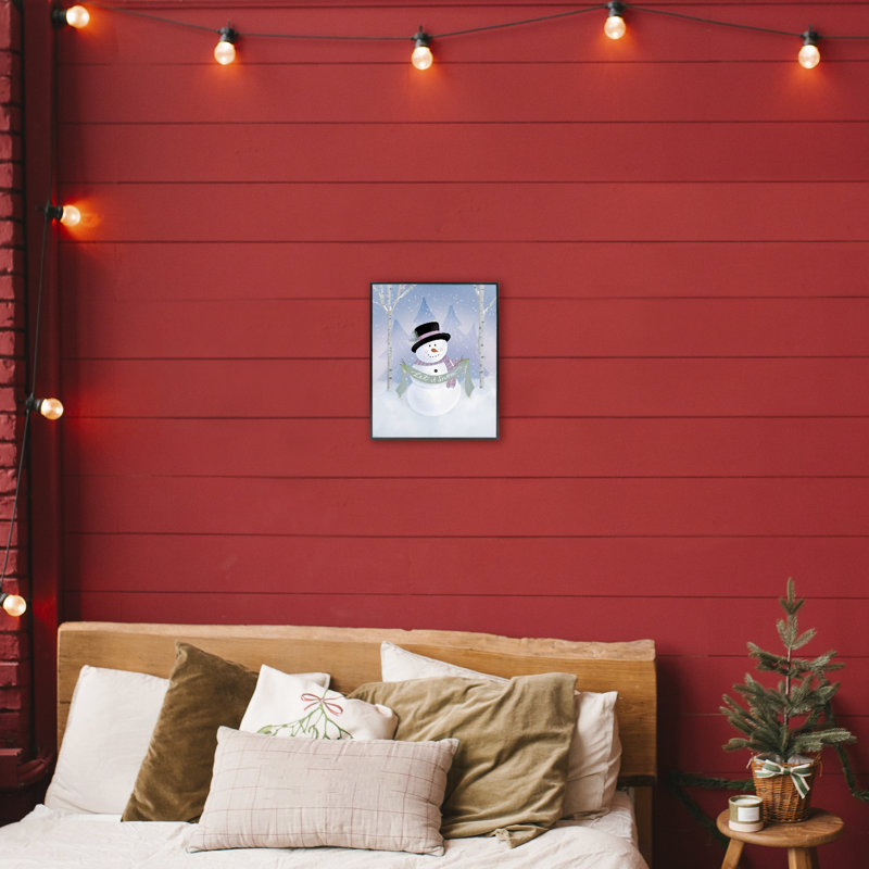 «Let It Snow Soft Snowman», estampe numérique, design par Sandra Picco, H 14 po x l 11 po, Giclée encadrée noir minuit