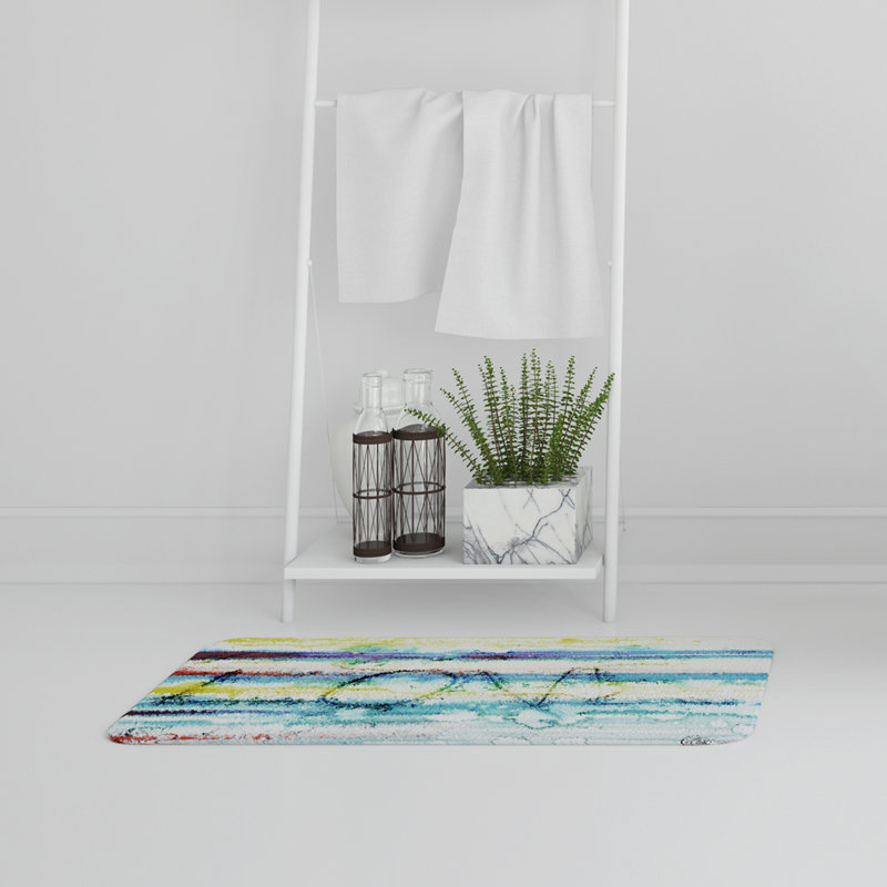 Pelfrey Memory Foam Non-Slip, No Pattern, White Love, Love Abstract