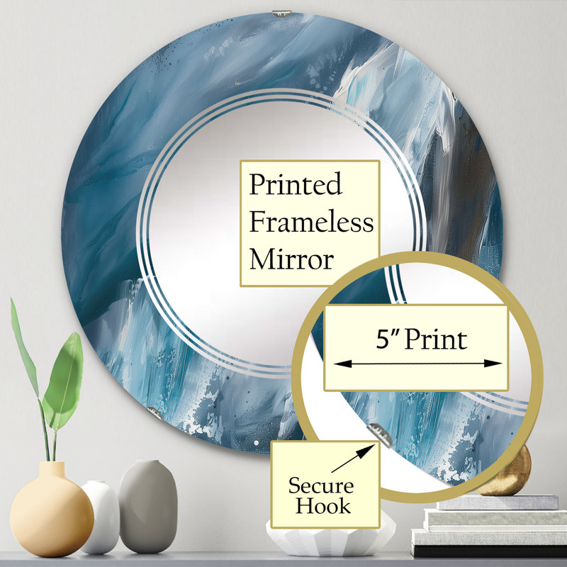 Splash Blue Indigo Wall Mirror, Printed Modern - Splash Blue Indigo, 23.6" H x 23.6" W