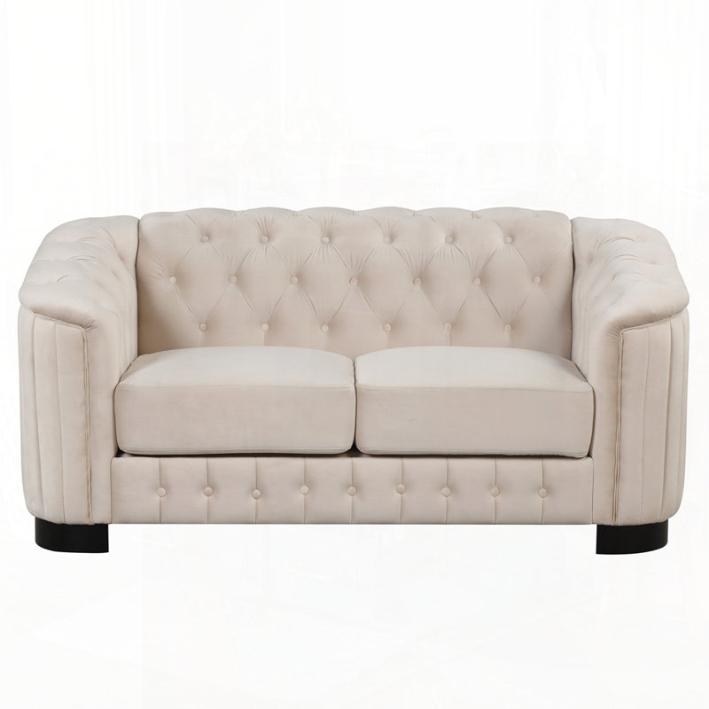 Canapé confortable en velours avec design moderne pour divers espaces, Beige