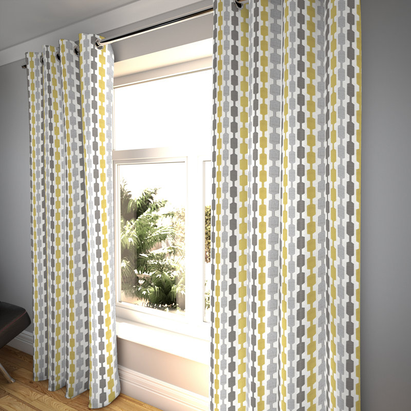 Annet Blackout Curtain Pair, Yellow/Grey, 228 W x 228 D cm