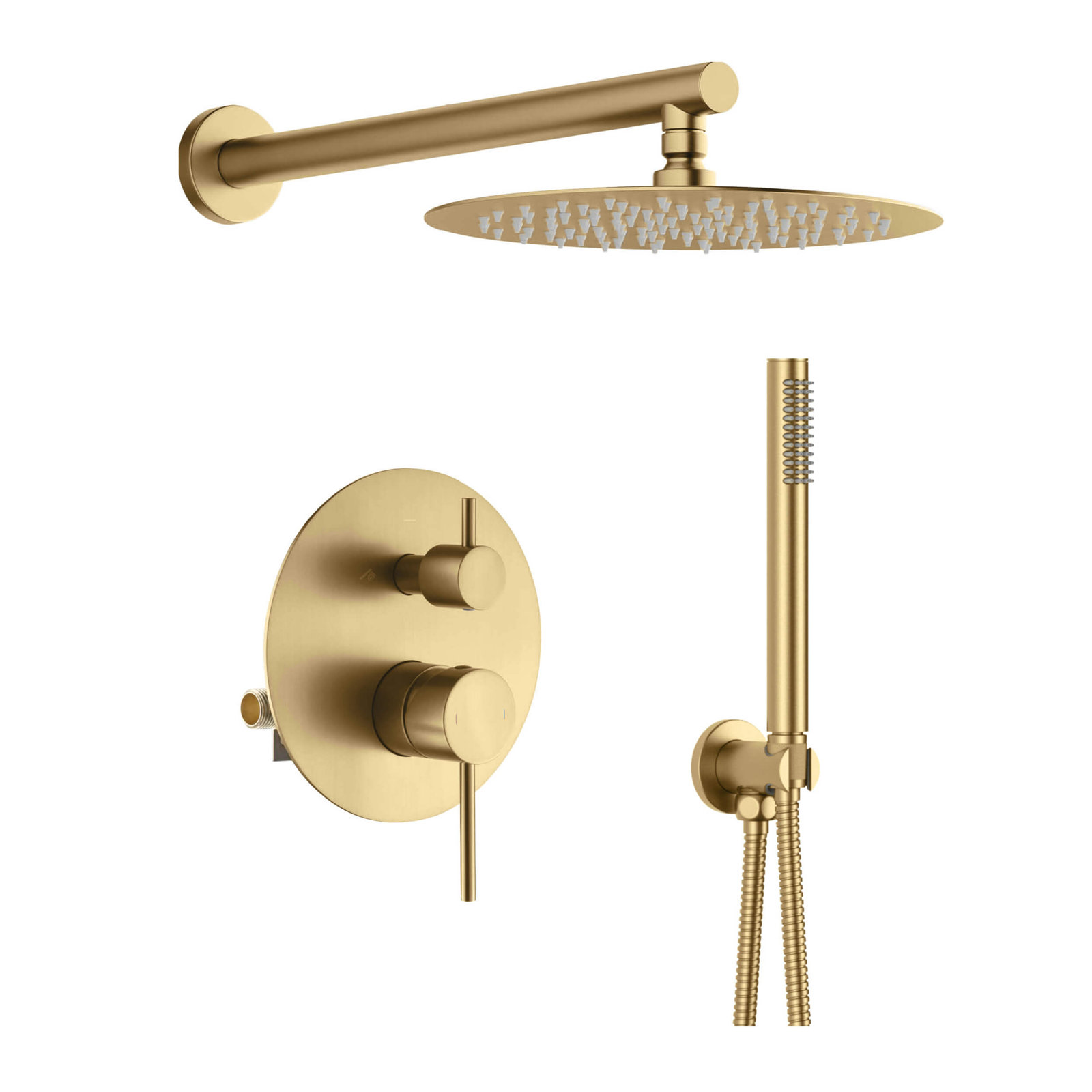 Circular Shower Faucet with Rough-in Valve, Brushed Brass