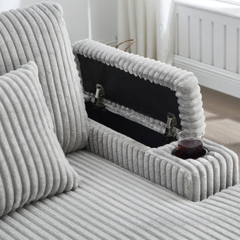 Canapé-lit moderne avec méridienne 75,5 po, Gris