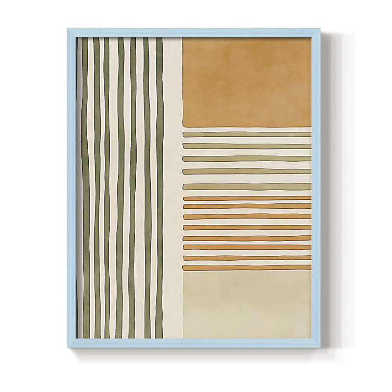 Impression abstraite encadrée CXIV - prête à être suspendue - fabriquée aux États-Unis, H 29 po x l 23 po, Bleu