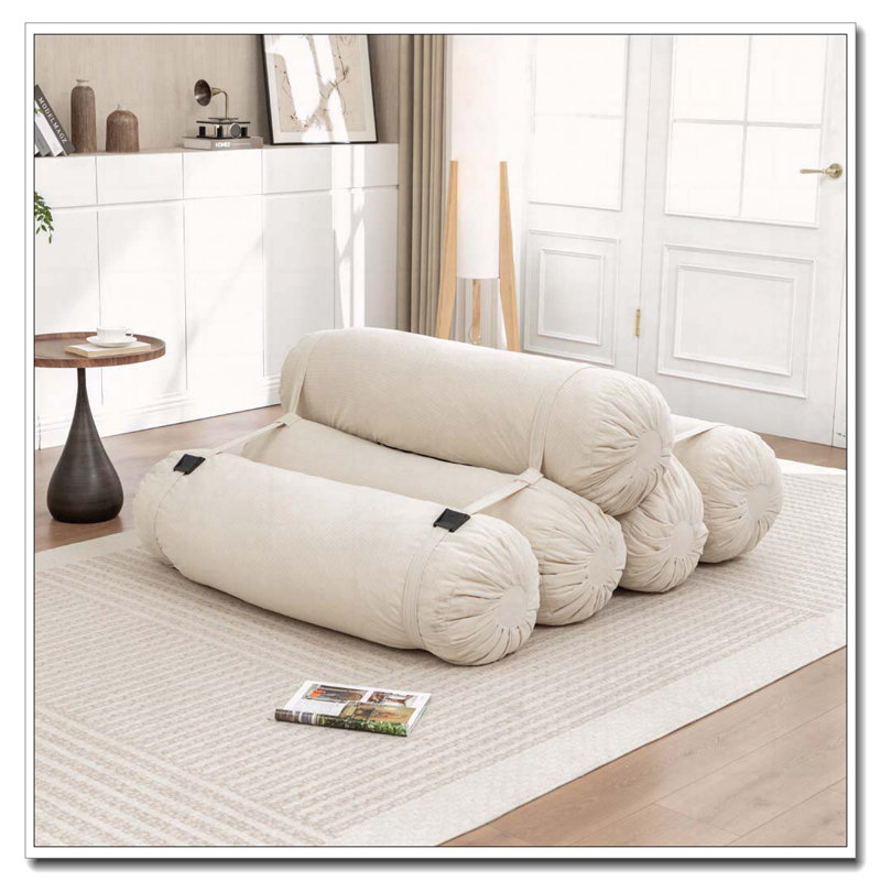 Chaise de plancher ajustable, canapé en velours côtelé avec sangles réglables, Blanc