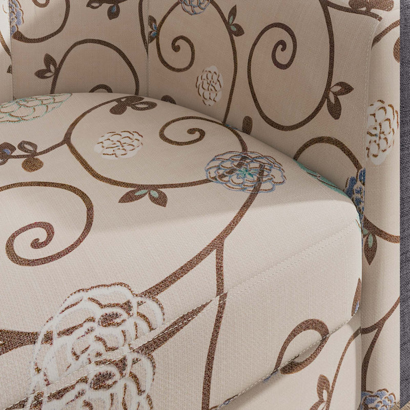 Fauteuil demi-tonneau de 26,77 po Munson, Beige / lin bleu