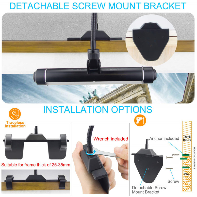Battery Powered LED Wall Mount Picture Light, Matte Black