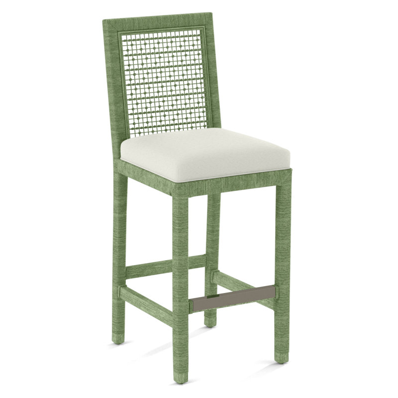 Pine Isle Upholstered Stool, Gray Sugar Performance, Celery