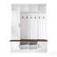 Arbre d'entrée polyvalent 3-en-1 avec 6 crochets, banc de rangement en noyer de ferme, tablettes réglables, rangement pour vestibule et vestibule-341120443