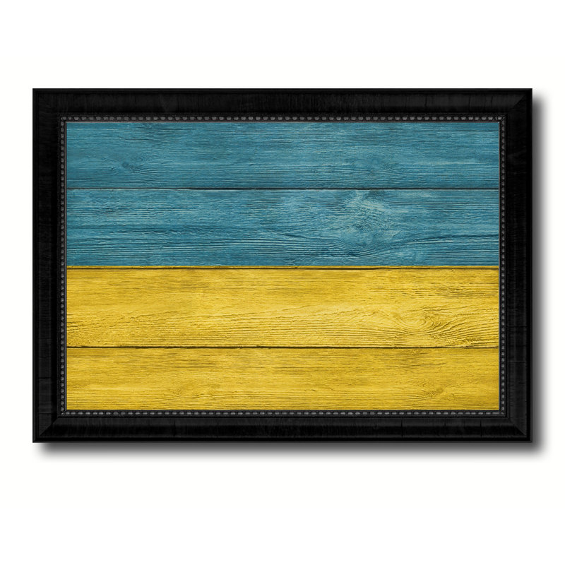 «Drapeau de l'Ukraine», impression sur toile encadrée, H 15 po x l 21 po x P 1 po, Encadrement brun