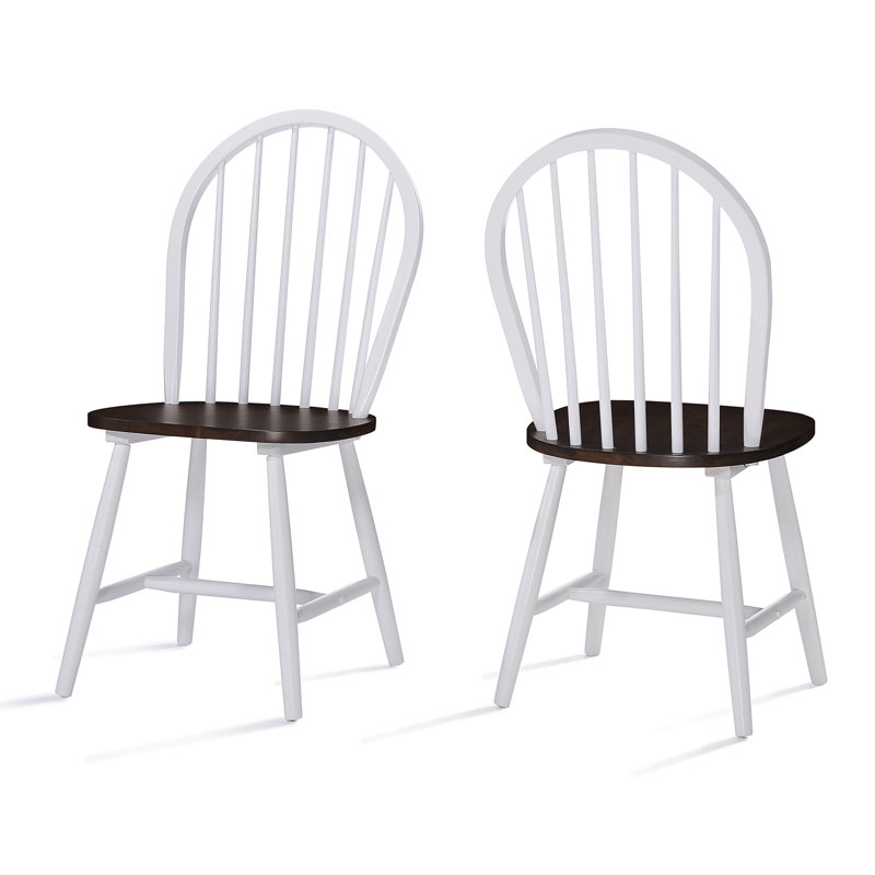 Dining Side Chiars Set Of 2 With Wooden Frame And Slat Back