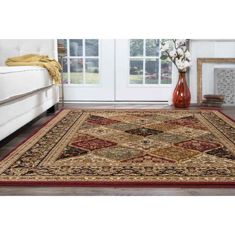 Tapis oriental rouge / beige Clarence, Rectangle 5 pi 3 po x 7 pi 3 po