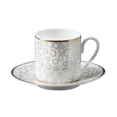 Coffee Cup & Saucer GIRAFFE Set of 2 in Luxury Box diam. 2.3in, H 2.5in, Cap. 4 oz, Saucer diam. 4.75in