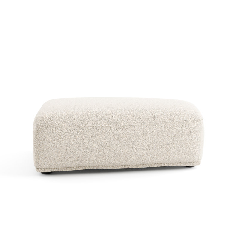 Aukeem Upholstered Ottoman, Beige Boucle
