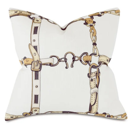 White Equestrian Buckle Throw Pillow Cover & Insert