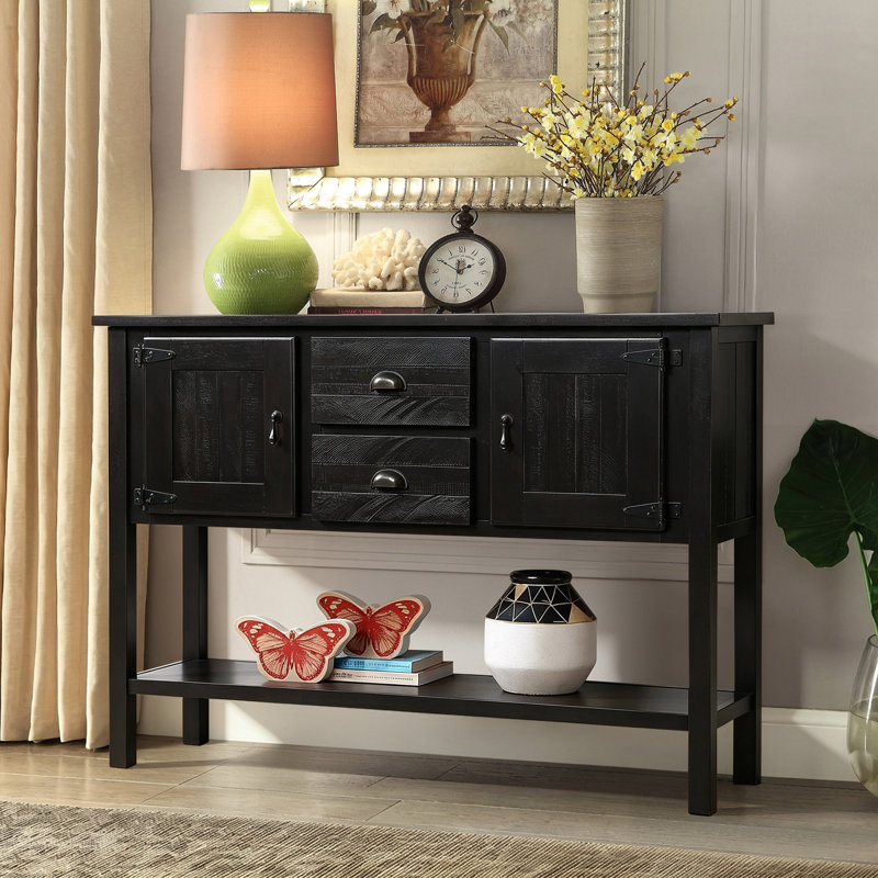 46'' Solid Wood Sideboard Console Table With 2 Drawers, Espresso