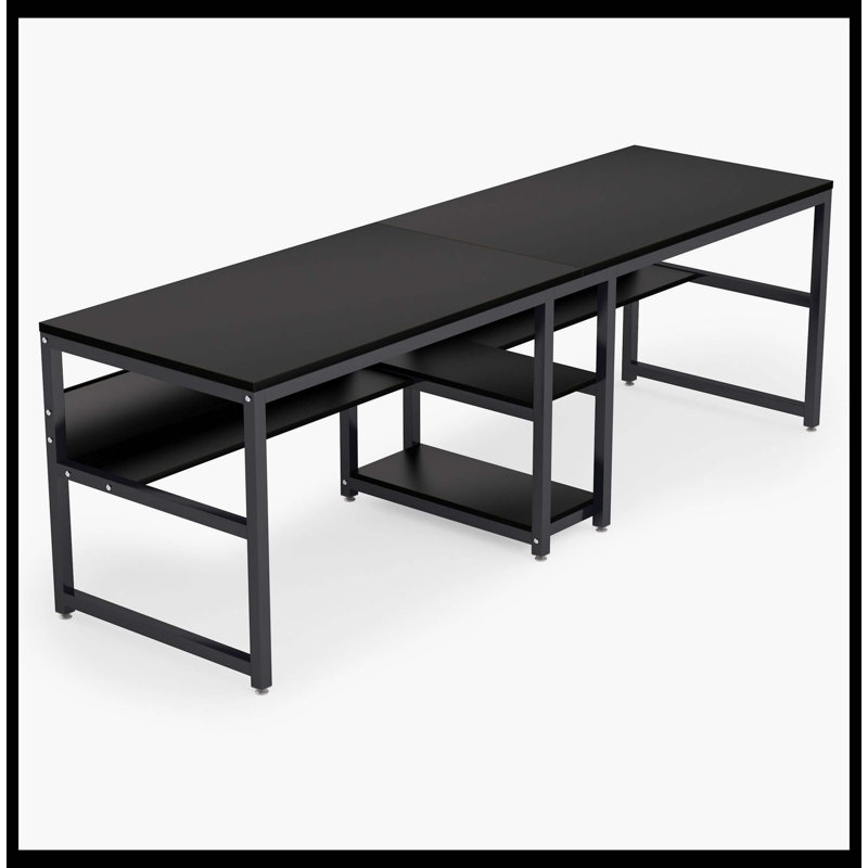 Bureau 78,7 "pour deux personnes, bureau double pour ordinateur avec bibliothèque