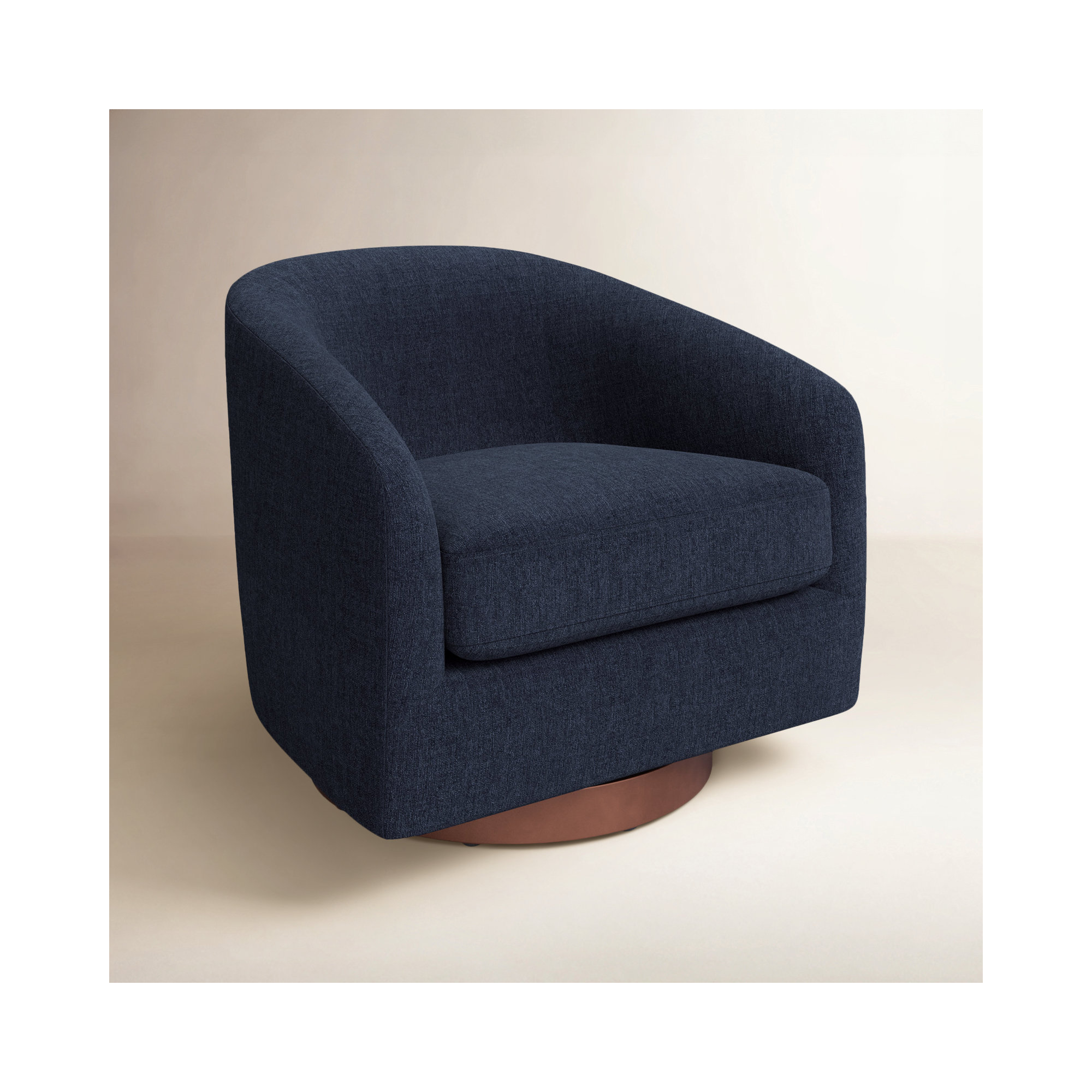 Bennett Upholstered Swivel Barrel Chair, Flannigan Midnight