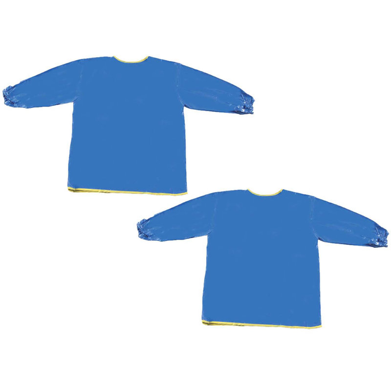  Blouse d'art plastique à manches longues, 3 ans et plus, bleu, 22 po x 18 po, paquet de 2
