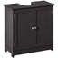 Armoire de rangement à piédestal noire, armoire sous évier avec découpe en U et tablette réglable