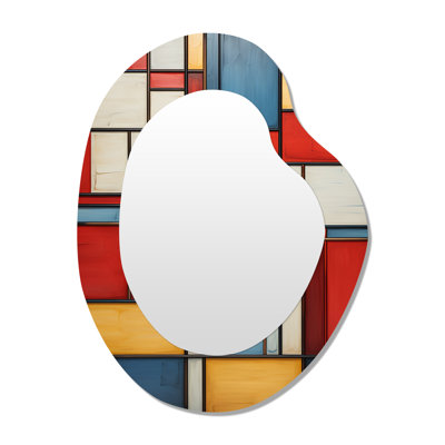 Geometric Abstraction Composition II - Geometric Unique Shape Unique Wall Mirror, Modern Asymmetrical Mirror, Printed Metal Art