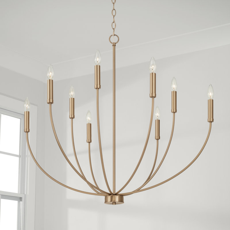 Ansley Dimmable Classic / Traditional Chandelier, Aged Brass, 9 Lights