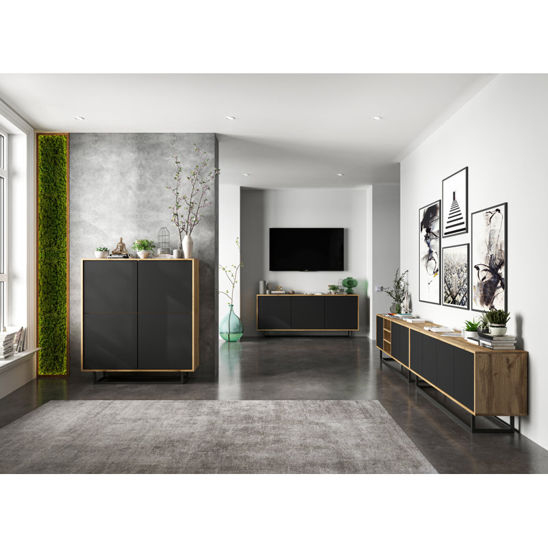 Creeve 113cm Sideboard, Oak Wotan/Black Mat