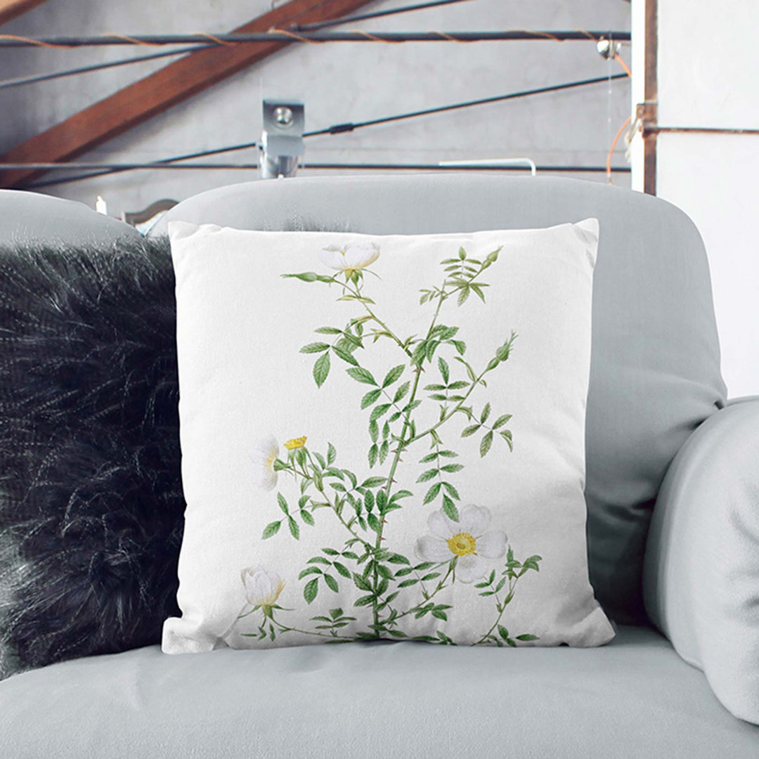 Hedge Rose in by Pierre-Joseph Redoute Cushion with Filling