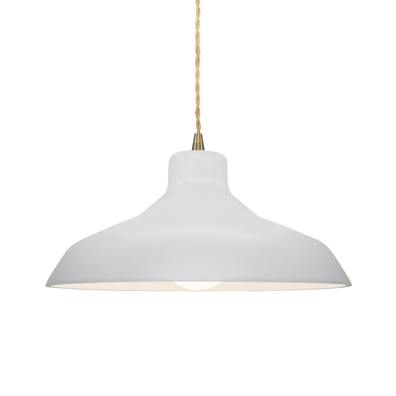 Fallon - Light Dome Pendant, Bisque, 6.25" H x 13.5" W x 13.5" D, Antique Brass
