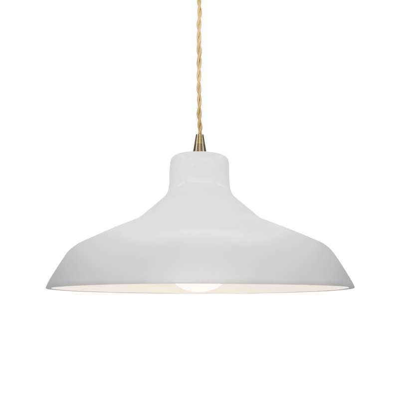 Luminaire suspendu en forme de dôme à 1 lumière Fallon, Bisque, H 6,25 po x l 13,5 po x P 13,5 po, Laiton antique