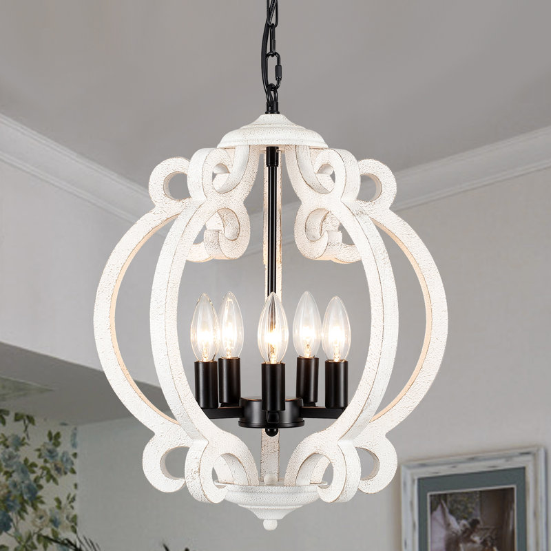 Calistoga 5 - Light Dimmable Chandelier, Black/White