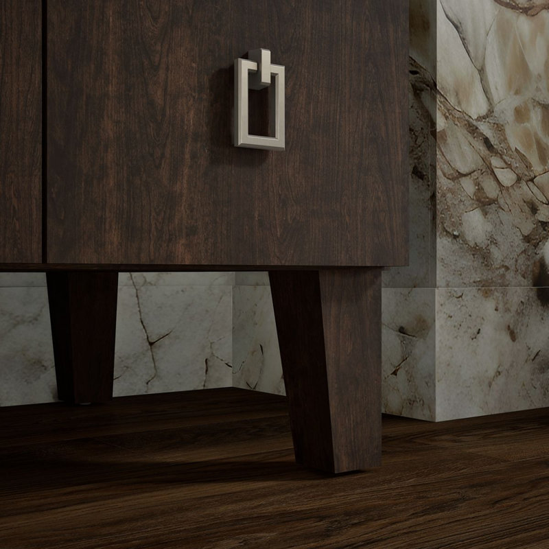 Poplin® 36 In. Vanity with Furniture Legs, 1 Door and 3 Drawers on Right, Claret Suede