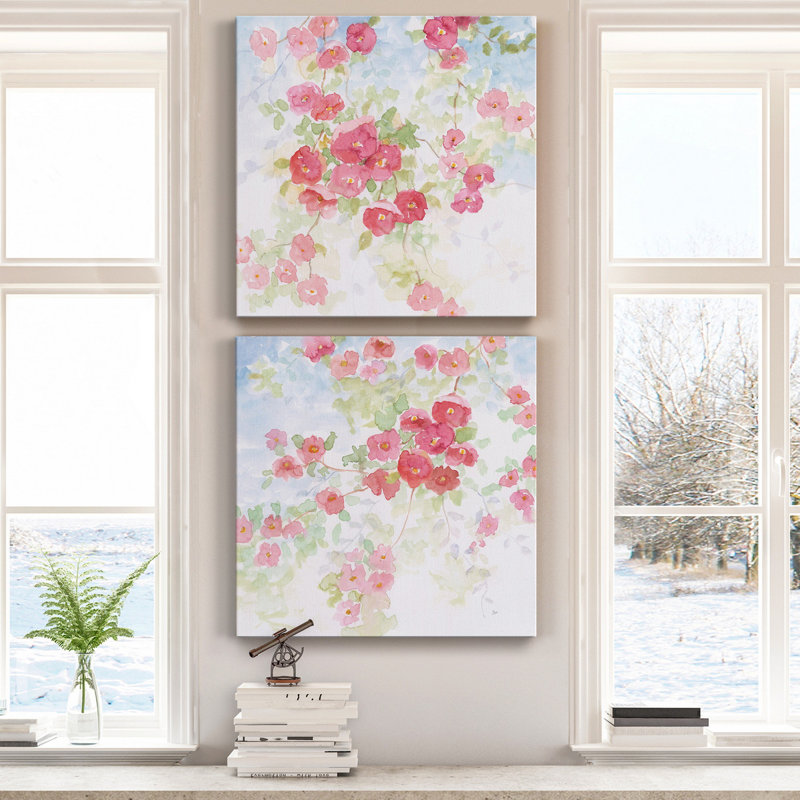 «Pink Pleasure I», ensemble de 2 reproductions d'art sur toile tendue, H 24 po x l 48 po x P 1 po