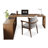 86.61"Dark walnut L-Shaped Solid Wood Office Sets