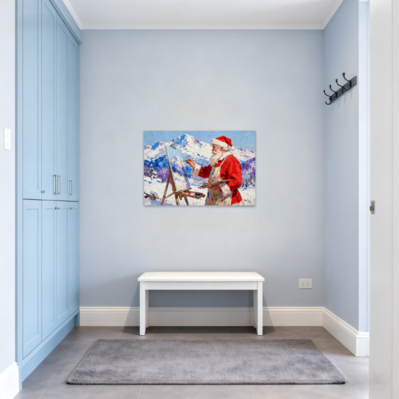 Noël, père Noël, peinture, paysage d'hiver