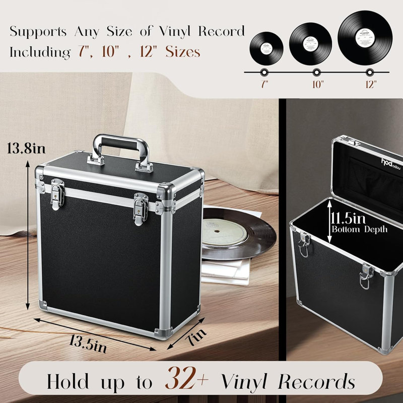 Record Storage Case LP Album Collection Display Box Aluminium Water Resistant