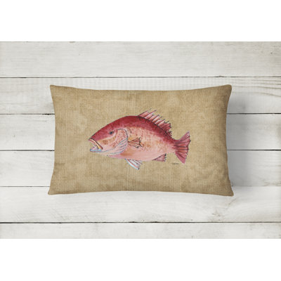 Strawberry Snapper Outdoor Reversible Throw Pillow